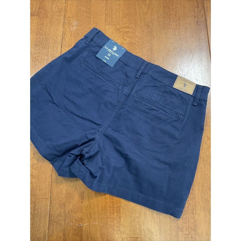 New U.S. Polo Assn Chino Shorts Women 11 Navy Blue Stretch Casual Mid Rise - Picture 9 of 15